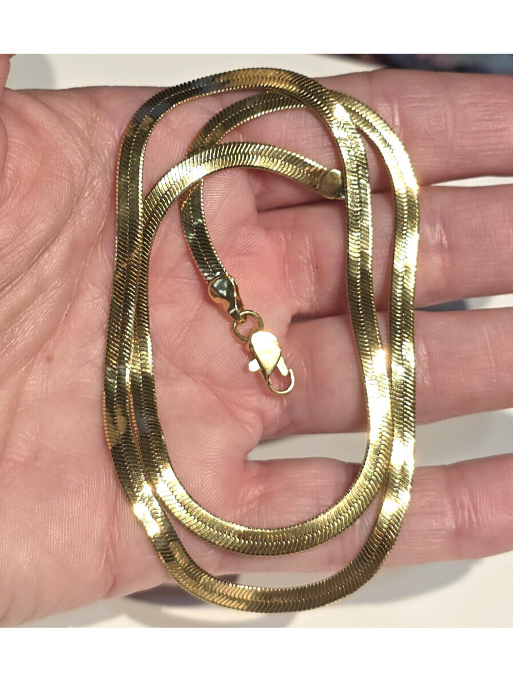 Vintage Gold Plated 4mm Herringbone Chain 18 inch 80s 90s